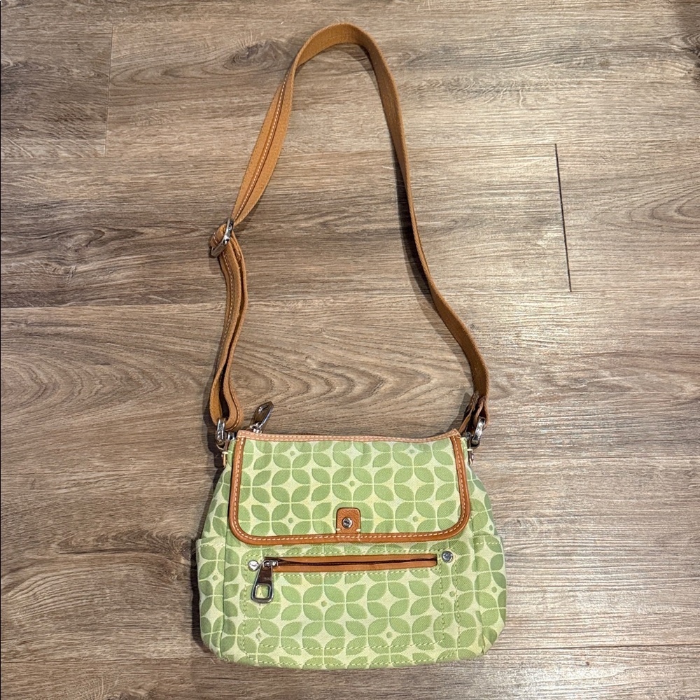 Fossil Green Geometric Flower Canvas Crossbody